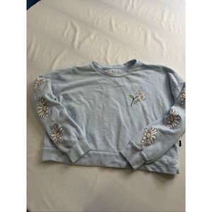 RVCA Better Dayz Blue Cropped Pullover Sweatshirt Size Medium